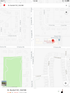 Map with clinic location pin near neighborhood park